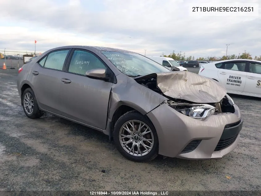 2014 Toyota Corolla Le VIN: 2T1BURHE9EC216251 Lot: 12116944