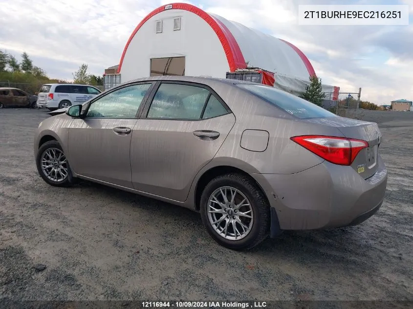 2014 Toyota Corolla Le VIN: 2T1BURHE9EC216251 Lot: 12116944