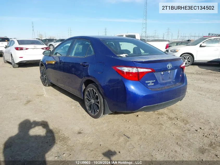 2014 Toyota Corolla L/Le/Le Pls/Prm/S/S Pls VIN: 2T1BURHE3EC134502 Lot: 12139903