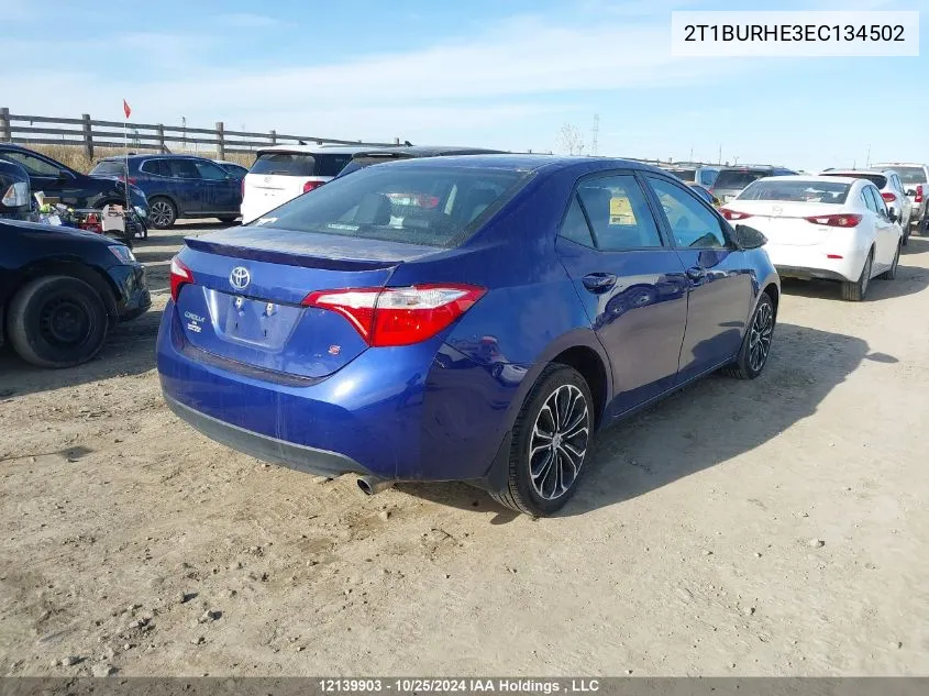 2014 Toyota Corolla L/Le/Le Pls/Prm/S/S Pls VIN: 2T1BURHE3EC134502 Lot: 12139903