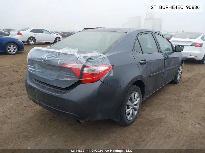 2014 Toyota Corolla Le VIN: 2T1BURHE4EC190836 Lot: 12141872