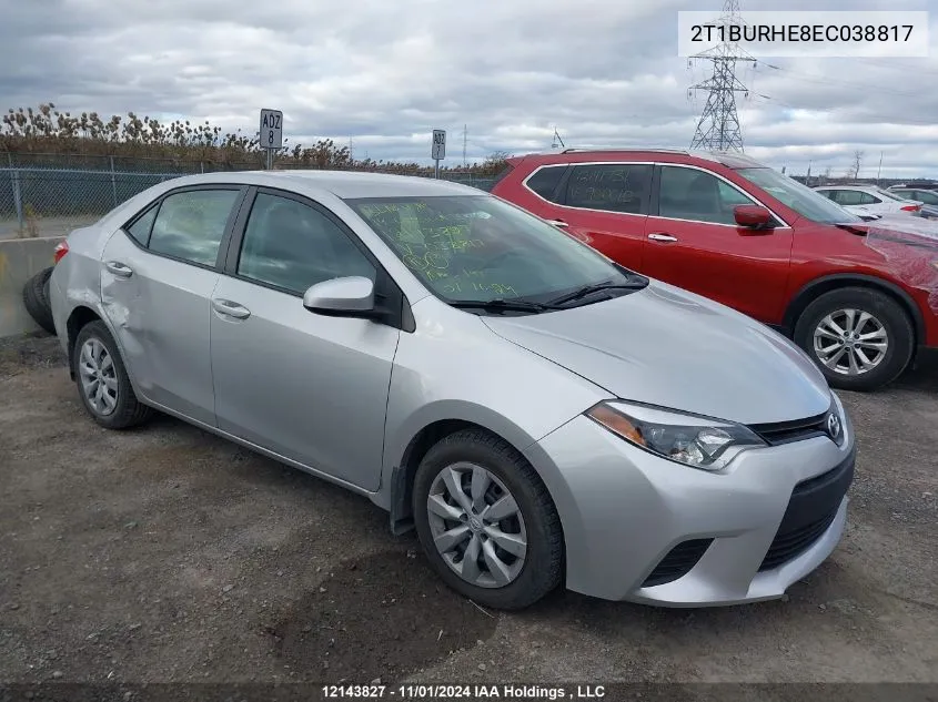 2014 Toyota Corolla Le VIN: 2T1BURHE8EC038817 Lot: 12143827