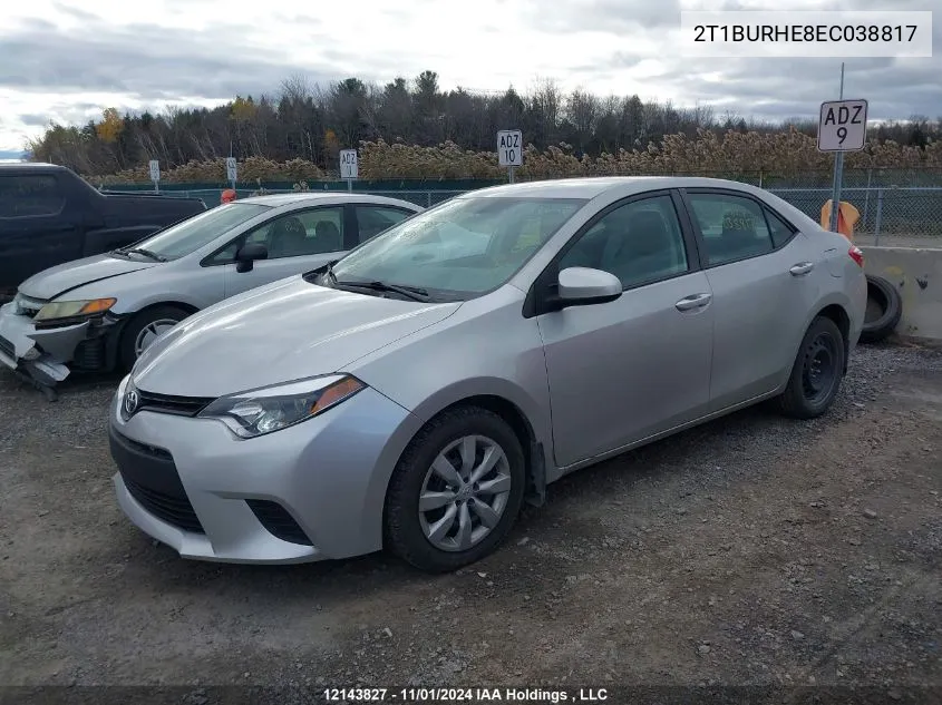 2014 Toyota Corolla Le VIN: 2T1BURHE8EC038817 Lot: 12143827