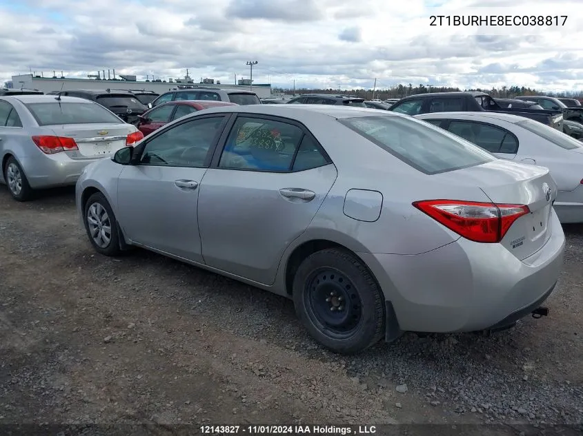 2014 Toyota Corolla Le VIN: 2T1BURHE8EC038817 Lot: 12143827