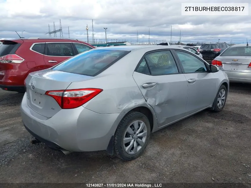 2014 Toyota Corolla Le VIN: 2T1BURHE8EC038817 Lot: 12143827