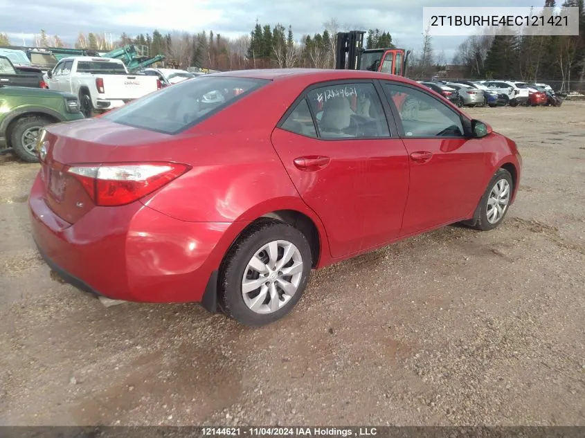 2014 Toyota Corolla Le VIN: 2T1BURHE4EC121421 Lot: 12144621