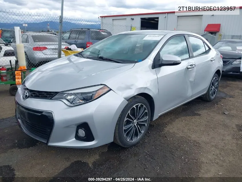 2014 Toyota Corolla S Premium VIN: 2T1BURHE0EC123957 Lot: 39294297