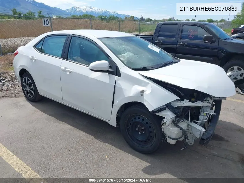 2014 Toyota Corolla Le VIN: 2T1BURHE6EC070889 Lot: 39401576