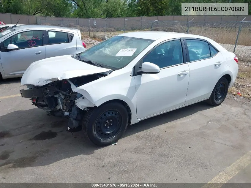 2T1BURHE6EC070889 2014 Toyota Corolla Le