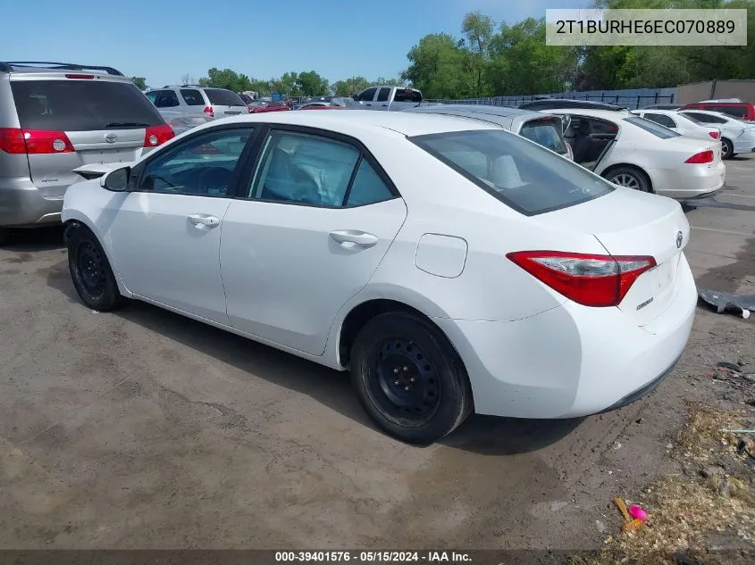 2014 Toyota Corolla Le VIN: 2T1BURHE6EC070889 Lot: 39401576