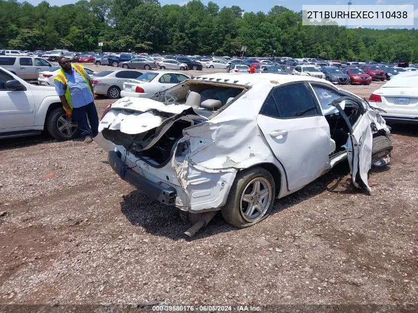 2014 Toyota Corolla Le VIN: 2T1BURHEXEC110438 Lot: 39580176