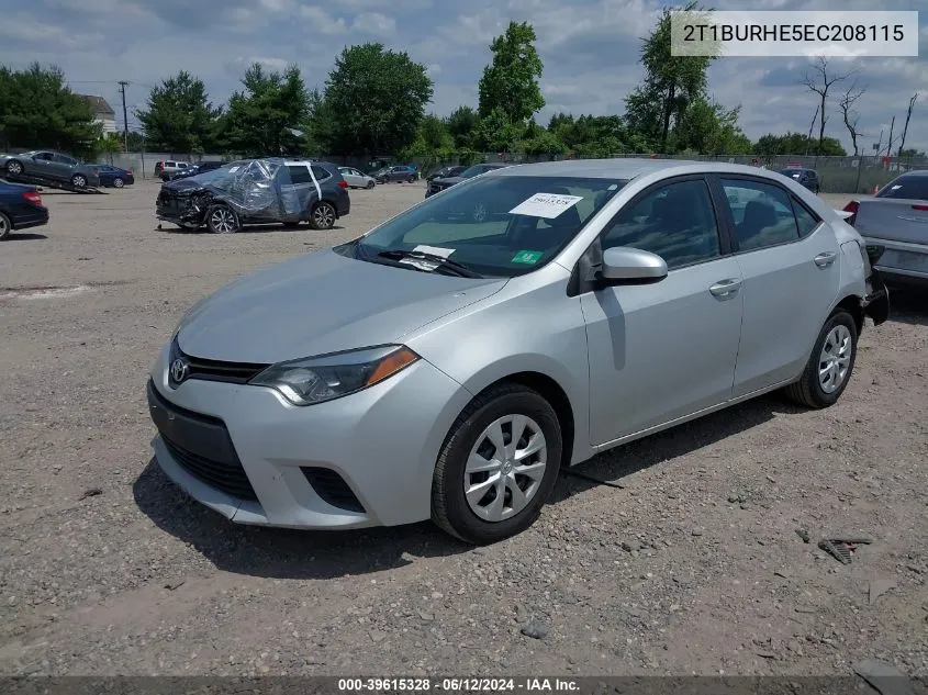 2014 Toyota Corolla L VIN: 2T1BURHE5EC208115 Lot: 39615328