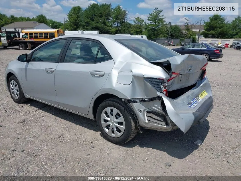 2014 Toyota Corolla L VIN: 2T1BURHE5EC208115 Lot: 39615328