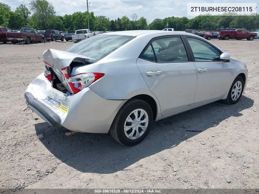 2014 Toyota Corolla L VIN: 2T1BURHE5EC208115 Lot: 39615328