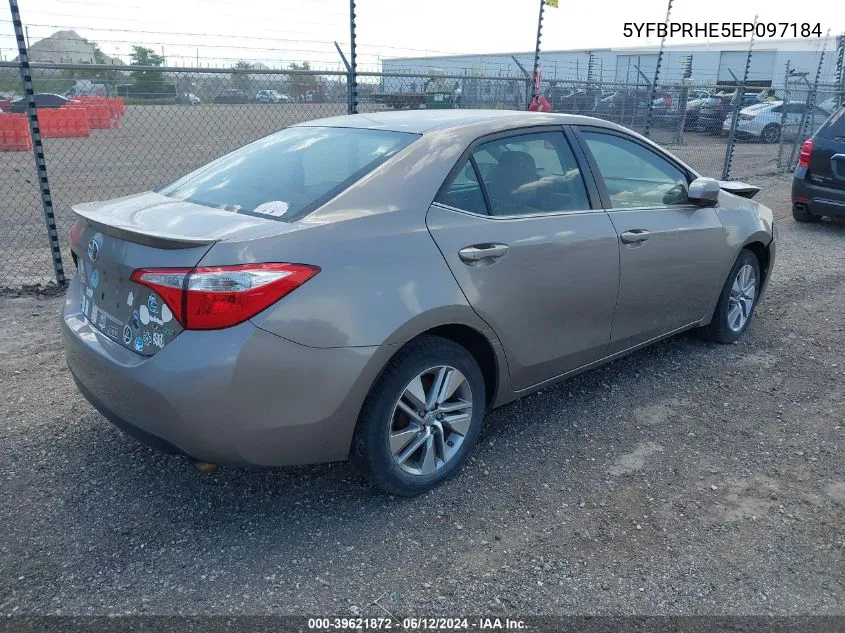 2014 Toyota Corolla Le Eco Plus VIN: 5YFBPRHE5EP097184 Lot: 39621872