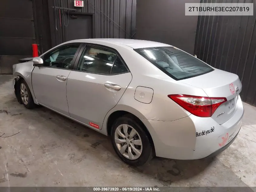 2014 Toyota Corolla Le VIN: 2T1BURHE3EC207819 Lot: 39673920