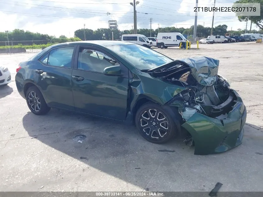 2014 Toyota Corolla Le VIN: 2T1BURHE2EC207178 Lot: 39733141