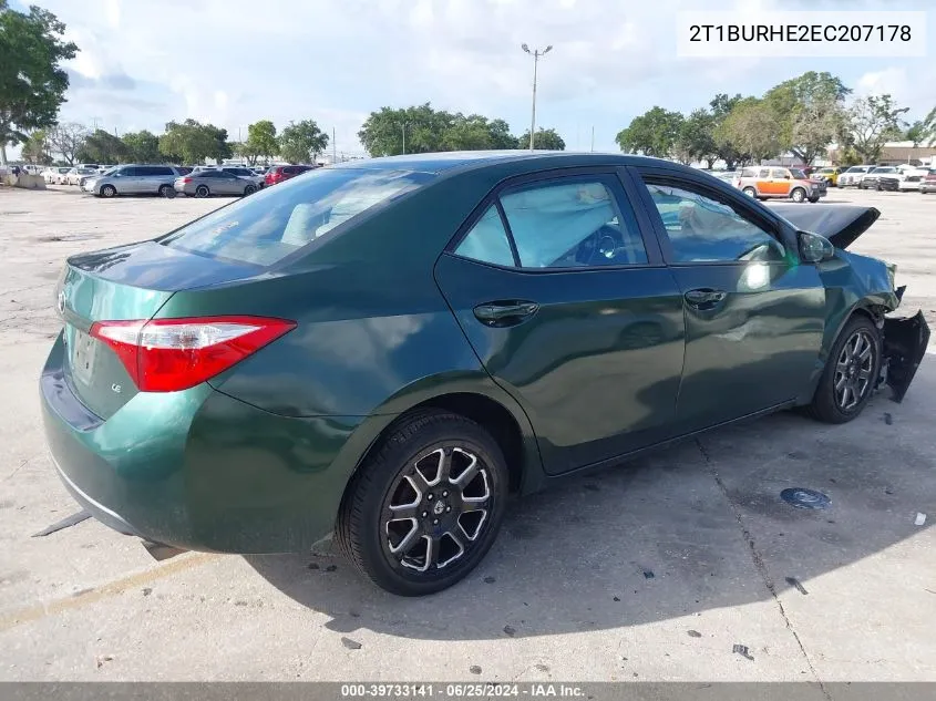 2T1BURHE2EC207178 2014 Toyota Corolla Le