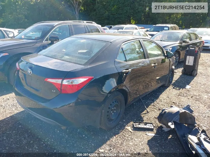 2014 Toyota Corolla Le VIN: 2T1BURHE5EC214254 Lot: 39742294