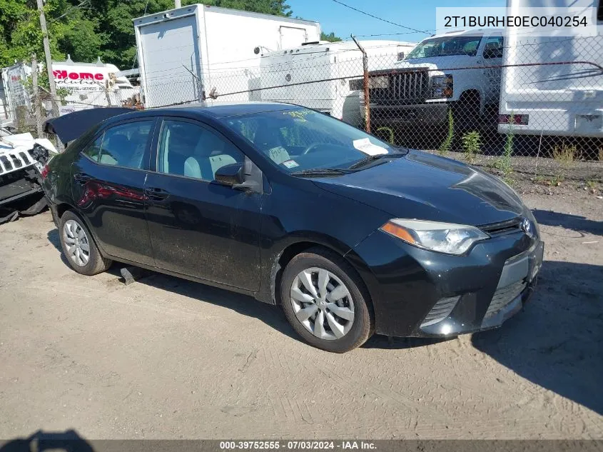 2014 Toyota Corolla L/Le/Le Pls/Prm/S/S Pls VIN: 2T1BURHE0EC040254 Lot: 39752555