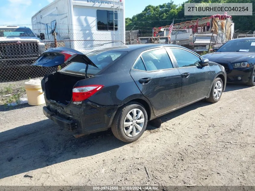 2014 Toyota Corolla L/Le/Le Pls/Prm/S/S Pls VIN: 2T1BURHE0EC040254 Lot: 39752555