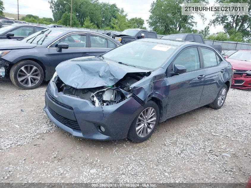 2014 Toyota Corolla Le Plus VIN: 2T1BURHE5EC217011 Lot: 39803978