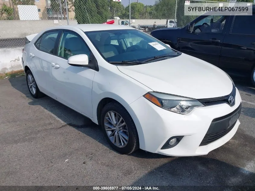 2014 Toyota Corolla Le Plus VIN: 5YFBURHE4EP067599 Lot: 39805977