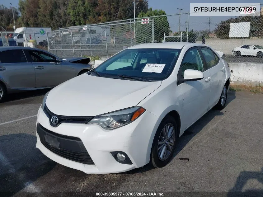 5YFBURHE4EP067599 2014 Toyota Corolla Le Plus