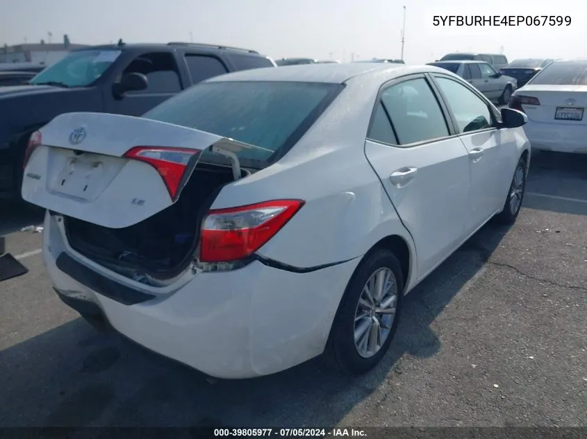 5YFBURHE4EP067599 2014 Toyota Corolla Le Plus