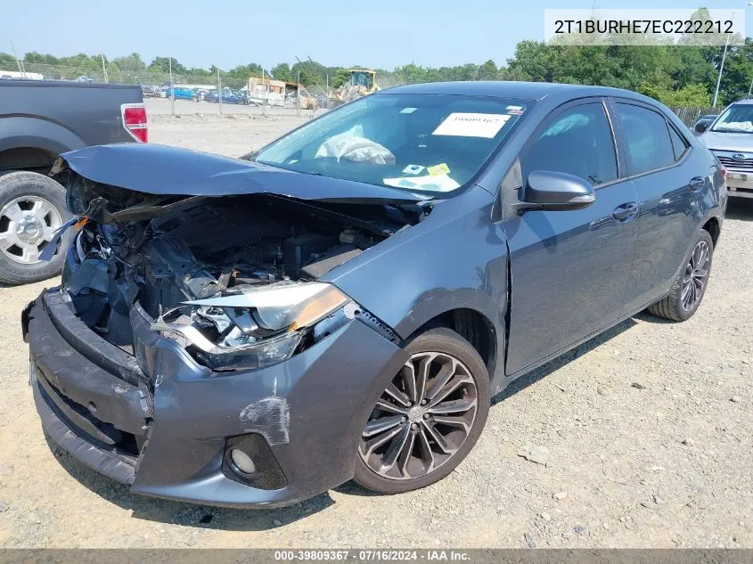 2014 Toyota Corolla S Plus VIN: 2T1BURHE7EC222212 Lot: 39809367