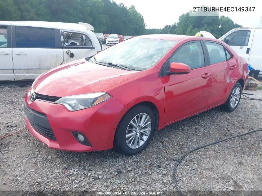 2014 Toyota Corolla Le Plus VIN: 2T1BURHE4EC149347 Lot: 39889814