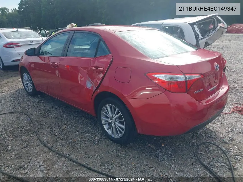 2014 Toyota Corolla Le Plus VIN: 2T1BURHE4EC149347 Lot: 39889814