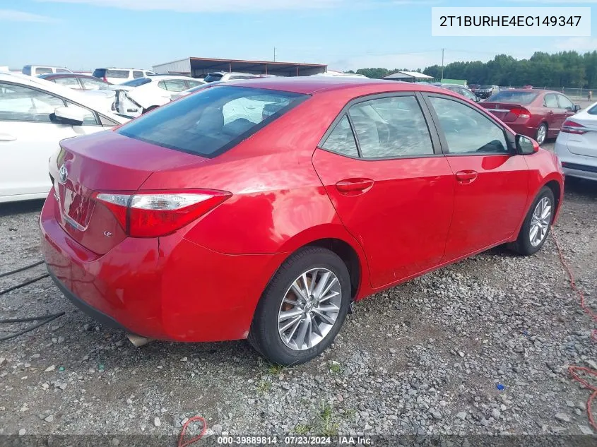 2T1BURHE4EC149347 2014 Toyota Corolla Le Plus