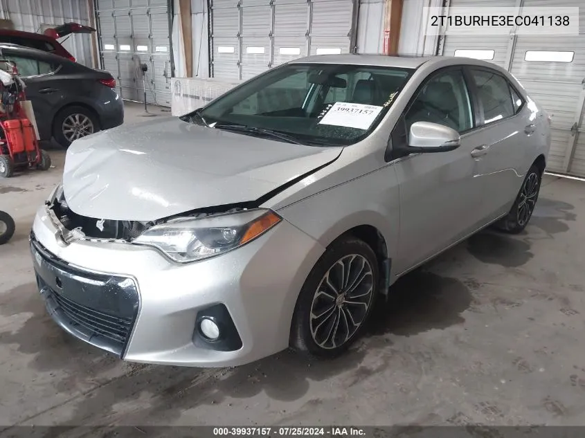 2014 Toyota Corolla S Plus VIN: 2T1BURHE3EC041138 Lot: 39937157