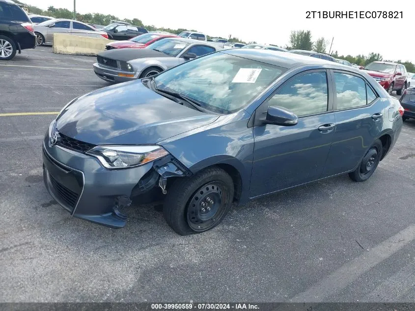 2014 Toyota Corolla L/Le/Le Pls/Prm/S/S Pls VIN: 2T1BURHE1EC078821 Lot: 39950559