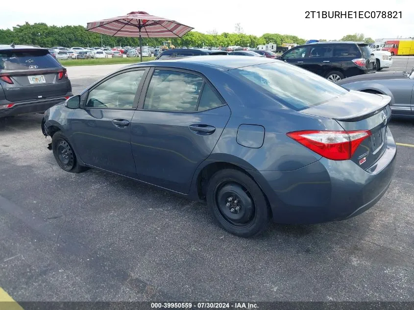 2T1BURHE1EC078821 2014 Toyota Corolla L/Le/Le Pls/Prm/S/S Pls