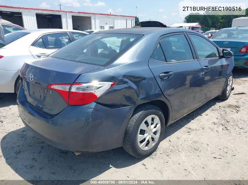 2014 Toyota Corolla L VIN: 2T1BURHE8EC190516 Lot: 40009795