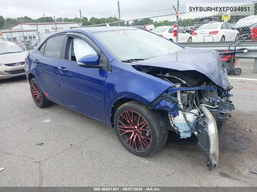 5YFBURHEXEP034851 2014 Toyota Corolla S Plus