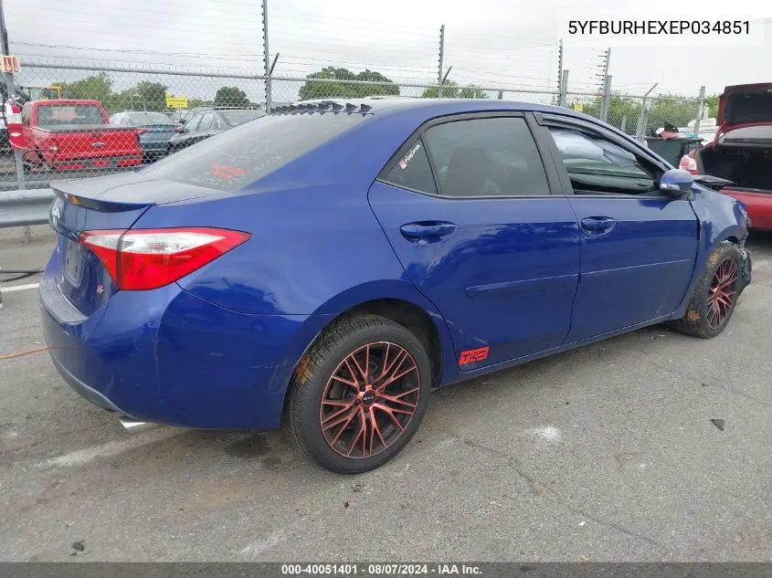 5YFBURHEXEP034851 2014 Toyota Corolla S Plus