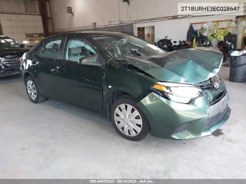 2014 Toyota Corolla Le VIN: 2T1BURHE3EC028647 Lot: 40079323