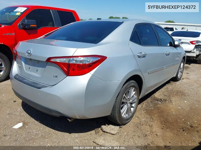 2014 Toyota Corolla Le Plus VIN: 5YFBURHEXEP124372 Lot: 40135919