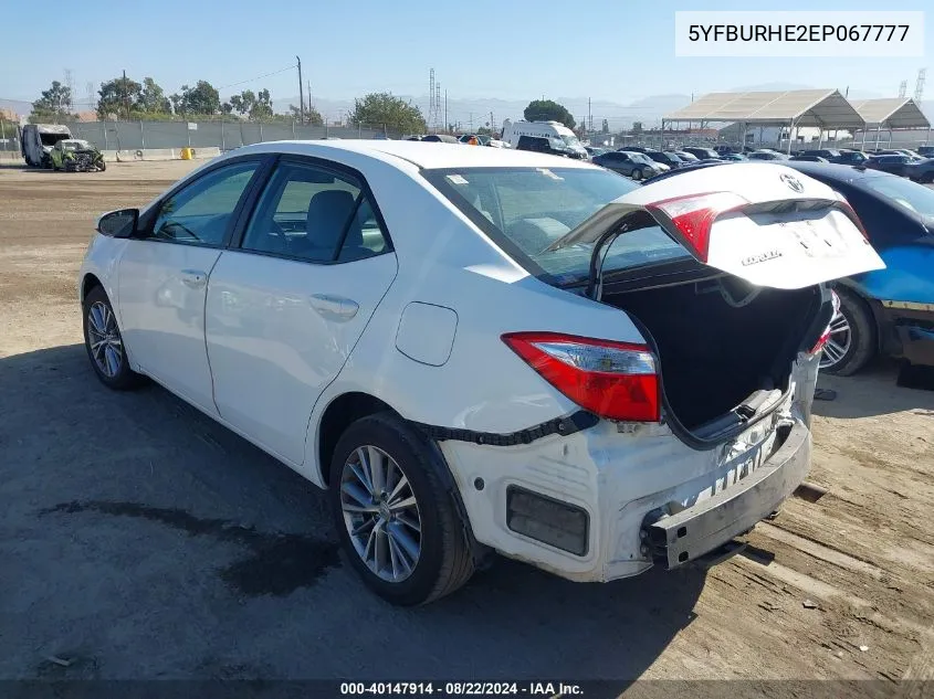 2014 Toyota Corolla Le Plus VIN: 5YFBURHE2EP067777 Lot: 40147914