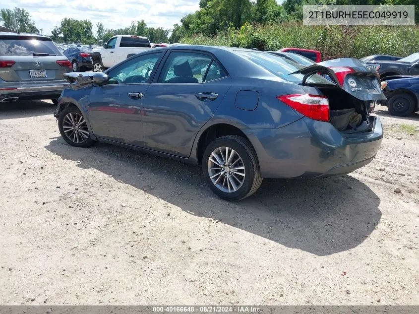 2014 Toyota Corolla Le Premium VIN: 2T1BURHE5EC049919 Lot: 40166648