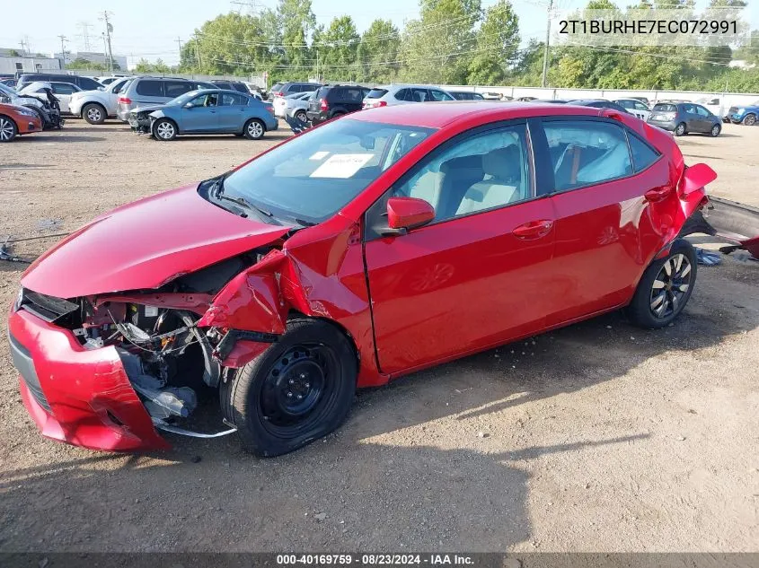 2014 Toyota Corolla Le VIN: 2T1BURHE7EC072991 Lot: 40169759