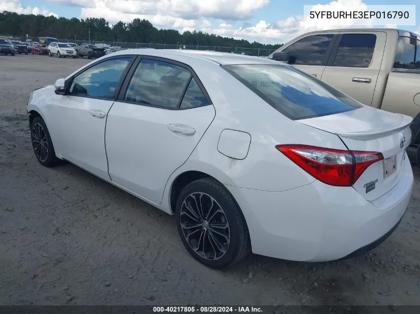 2014 Toyota Corolla S Plus VIN: 5YFBURHE3EP016790 Lot: 40217805