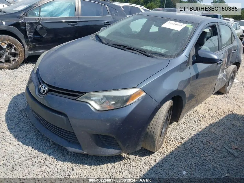 2014 Toyota Corolla Le VIN: 2T1BURHE3EC160386 Lot: 40226601