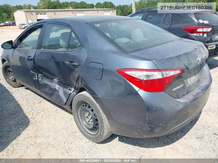 2014 Toyota Corolla Le VIN: 2T1BURHE3EC160386 Lot: 40226601