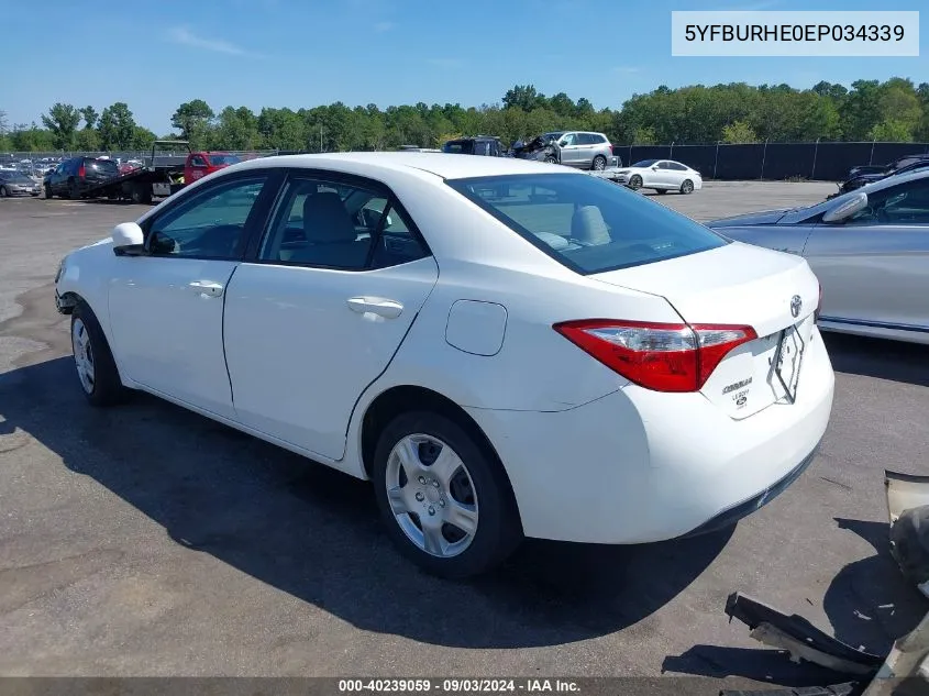 2014 Toyota Corolla Le VIN: 5YFBURHE0EP034339 Lot: 40239059