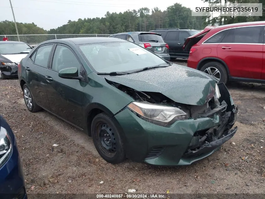 2014 Toyota Corolla Le VIN: 5YFBURHE0EP035619 Lot: 40240857