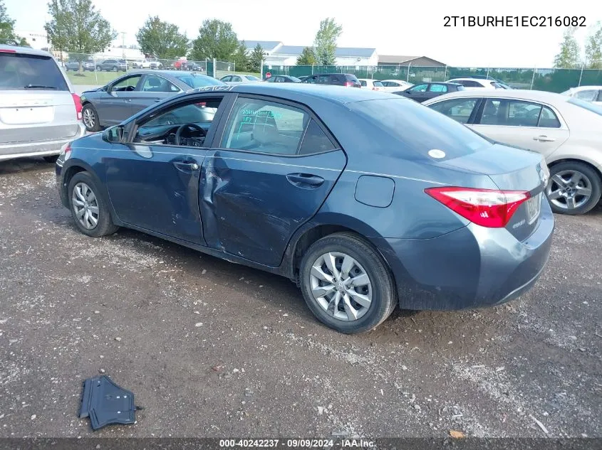 2014 Toyota Corolla Le VIN: 2T1BURHE1EC216082 Lot: 40242237